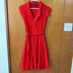 Lulu's Red Sleeveless Wrap Midi Dress